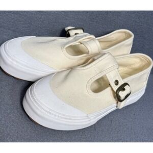 VANS Women's Style 93 Canvas T-Strap Mary Jane Shoes Beige SZ 7 NEW Adjustable‎
